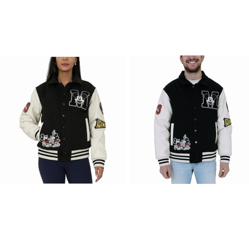 Disney Mickey Mouse Black Varsity Letterman Jacket Unisex Men’s XL Women’s XXL